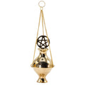 Hanging Brass Incense Burner - Pentagram Traditional Burners