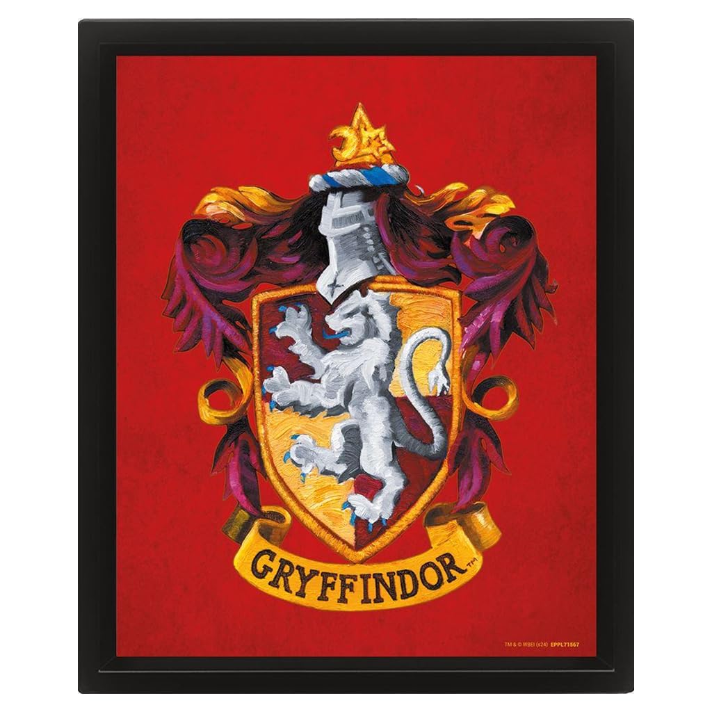 Harry Potter (Colourful Crest Gryffindor) 3D Lenticular Poster (Framed)