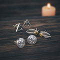 Harry Potter Deathly Hallows/Golden Snitch/Platform Stud Earring Set General merchandize