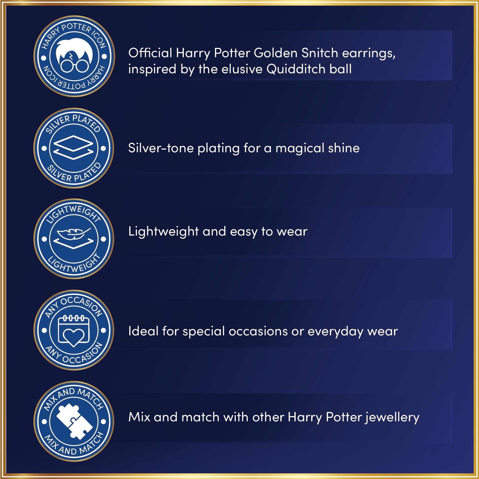 Harry Potter Golden Snitch Stud Earrings