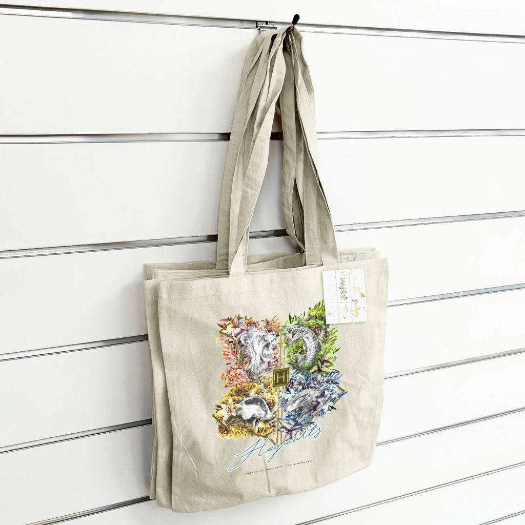 Harry Potter (Hogwarts Crests) Natural Tote Bag Bags
