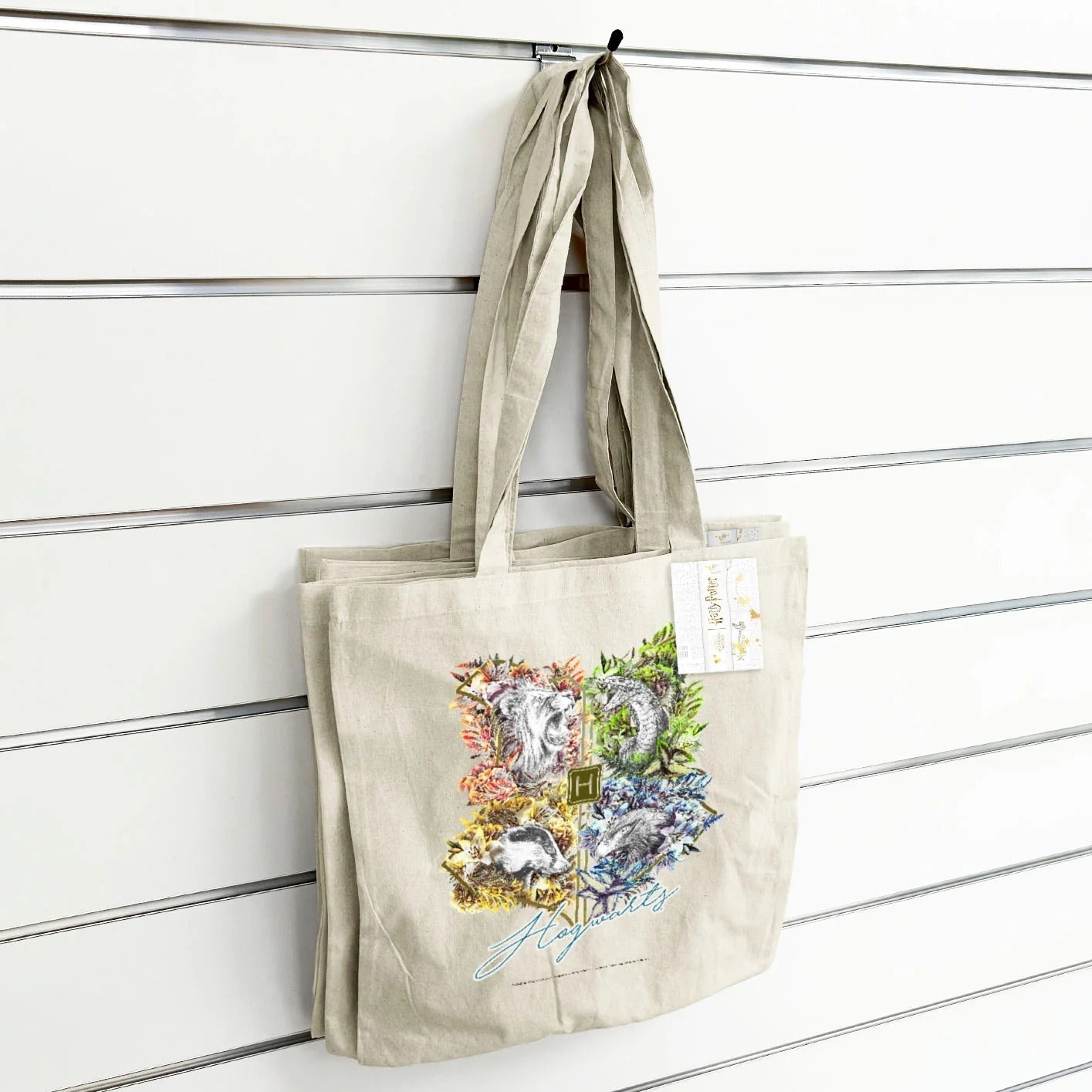 Harry Potter (Hogwarts Crests) Natural Tote Bag Bags