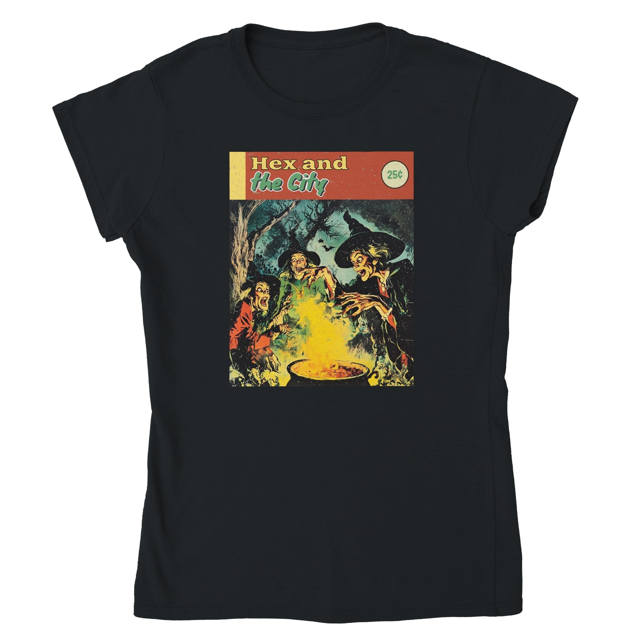 Hex And The City Classic Womens Crewneck Black T-shirt From Witch, Please!