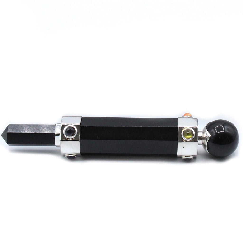 Hexagonal Crystal Healing Wand - 12cm - Black Agate From Witch, Please!