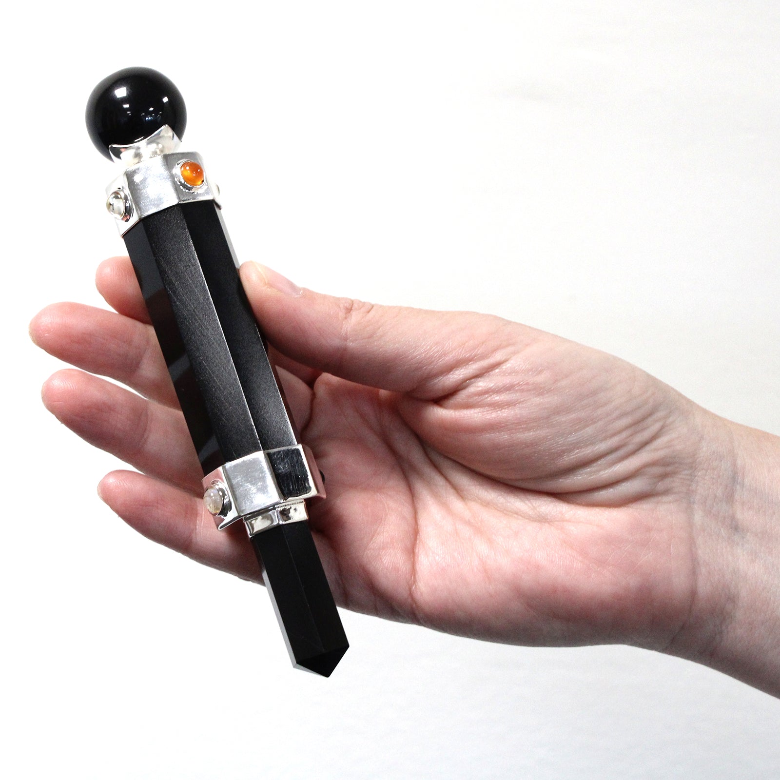 Hexagonal Crystal Healing Wand - 12cm - Black Agate From Witch, Please!