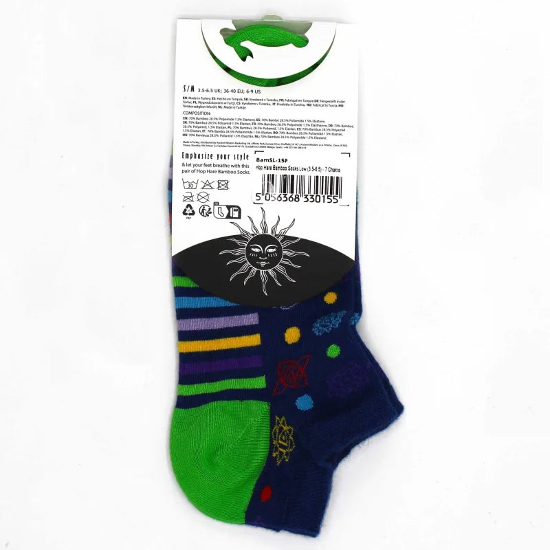 S/M Hop Hare Bamboo Socks Low (3.5-6.5) - 7 Chakra - Cut
