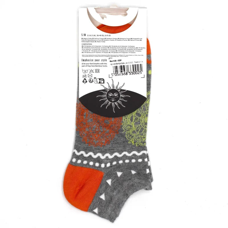 S/M Hop Hare Bamboo Socks Low (3.5-6.5) - Flowers of Life - Cut