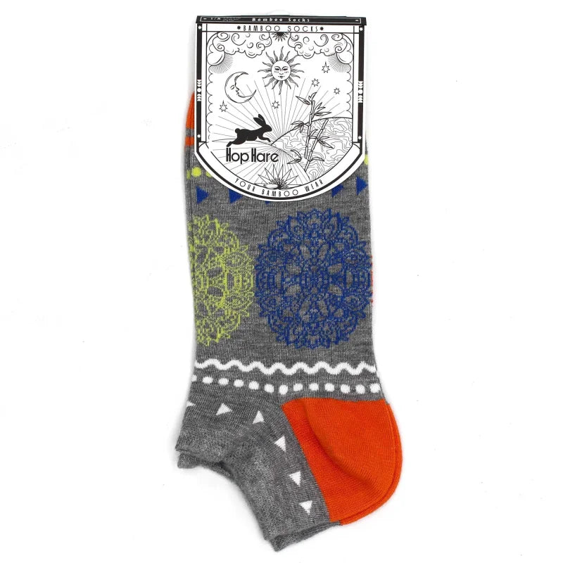 S/M Hop Hare Bamboo Socks Low (3.5-6.5) - Flowers of Life - Cut