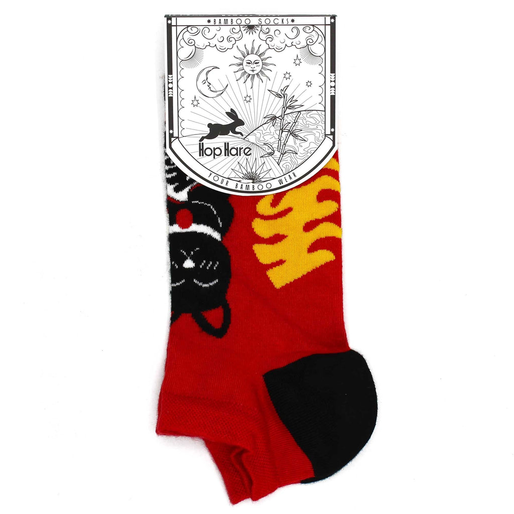 S/M Hop Hare Bamboo Socks Low (3.5-6.5) - Lucky Cat - Cut