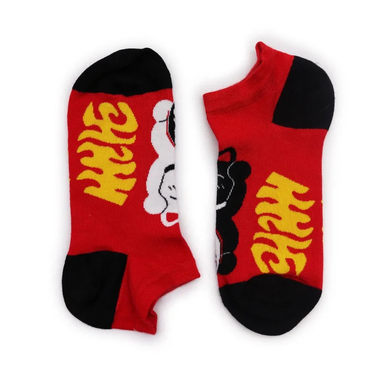 S/M Hop Hare Bamboo Socks Low (3.5-6.5) - Lucky Cat - Cut