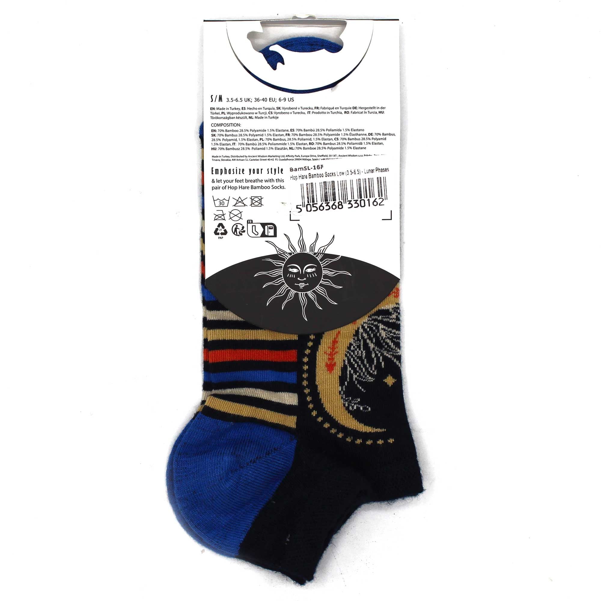 S/M Hop Hare Bamboo Socks Low (3.5-6.5) - Lunar Phases - Cut