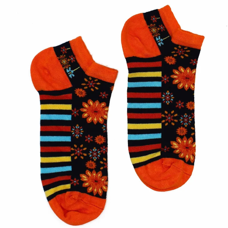 S/M Hop Hare Bamboo Socks Low (3.5-6.5) - Mandala Flowers - Cut
