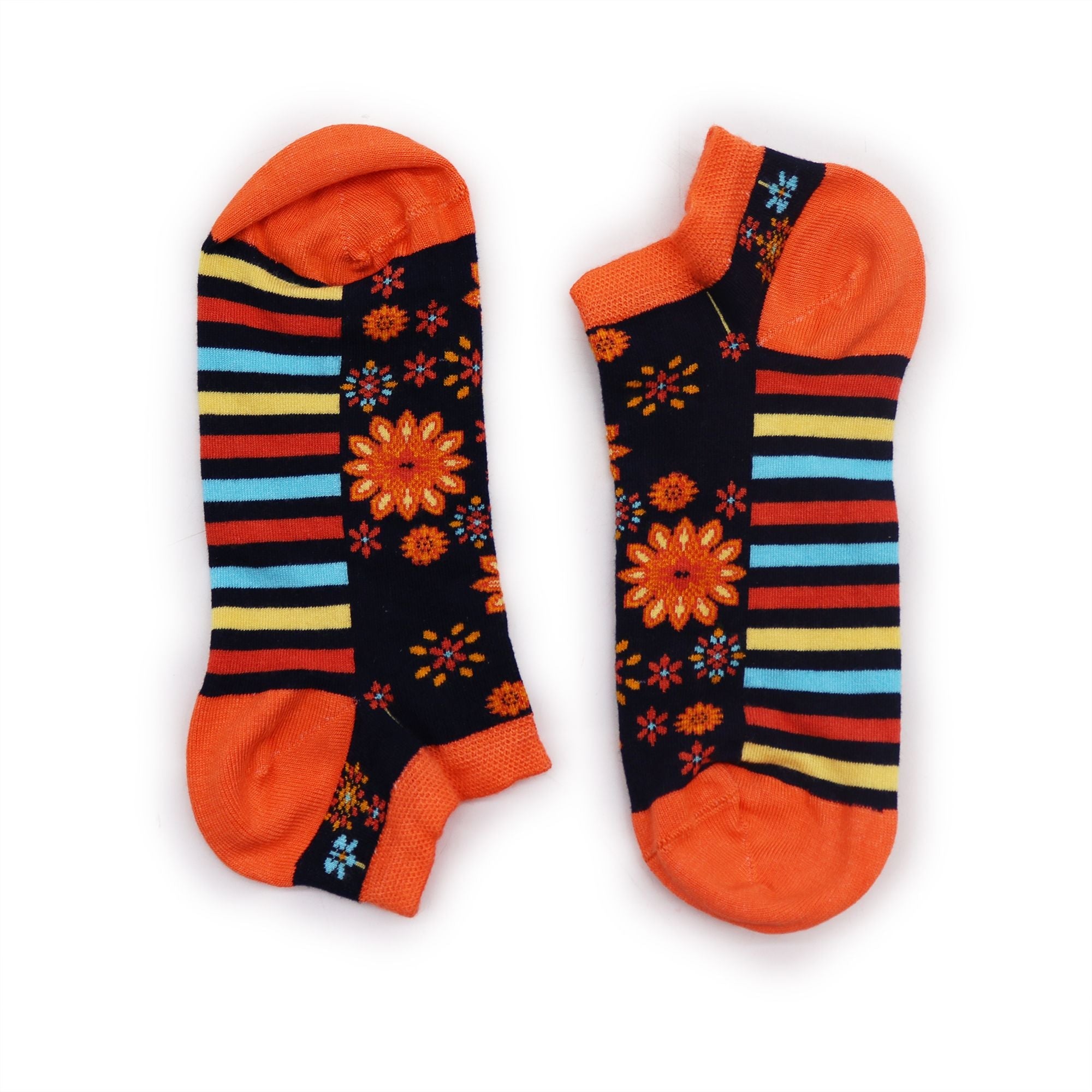 S/M Hop Hare Bamboo Socks Low (3.5-6.5) - Mandala Flowers - Cut