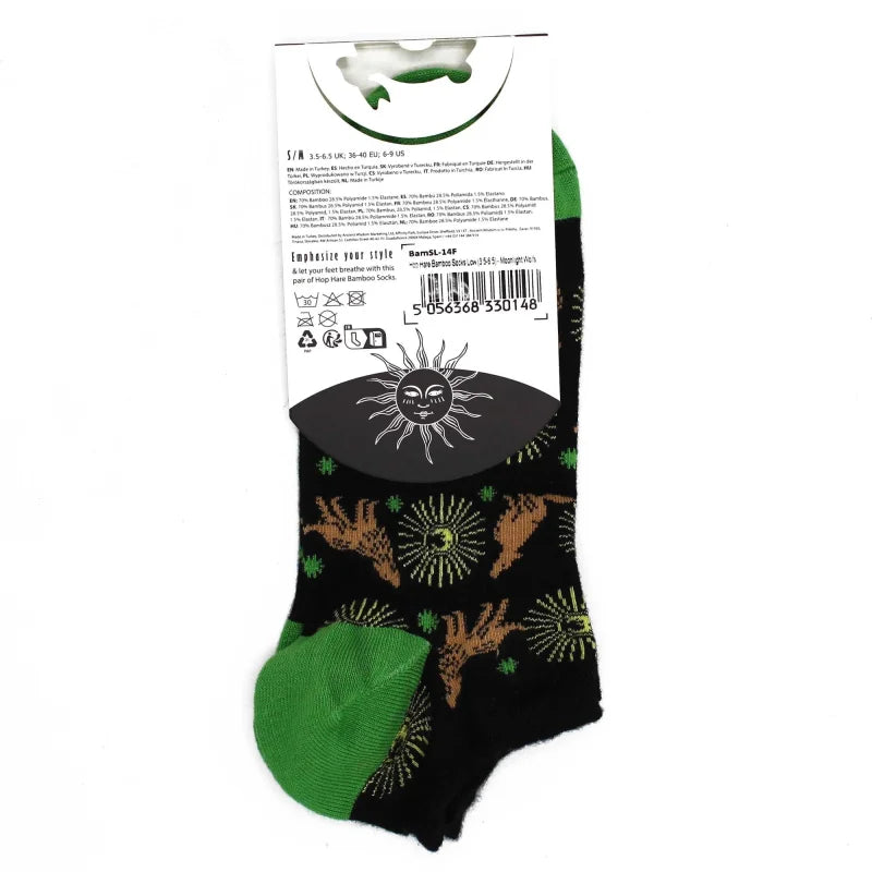 S/M Hop Hare Bamboo Socks Low (3.5-6.5) - Moonlight Wolfs - Cut