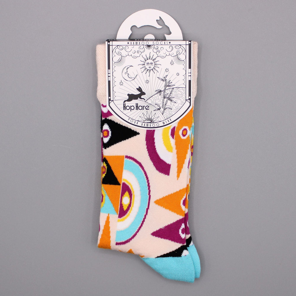 Hop Hare Bamboo Socks S/M (3.5-6.5) - Psychedelic Evil Eye