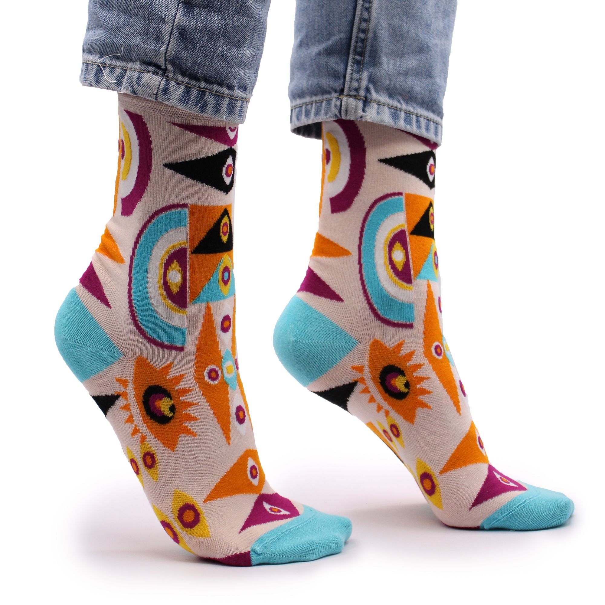 Hop Hare Bamboo Socks S/M (3.5-6.5) - Psychedelic Evil Eye