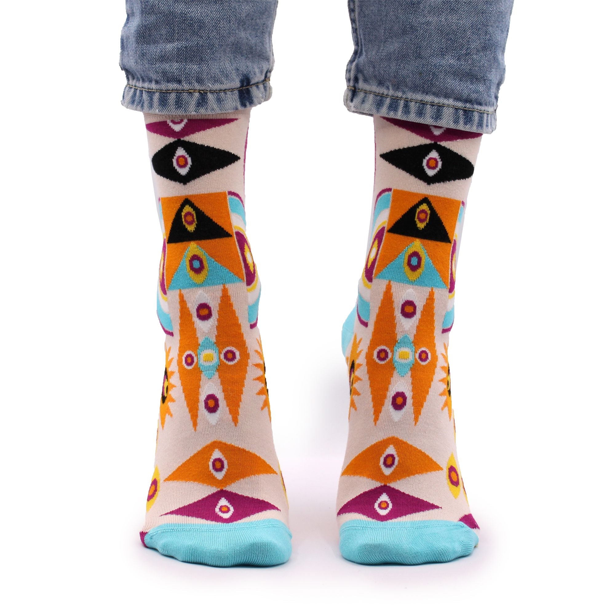 Hop Hare Bamboo Socks S/M (3.5-6.5) - Psychedelic Evil Eye
