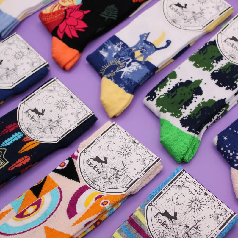 Hop Hare Bamboo Socks S/M (3.5-6.5) - Ying Yang Cats