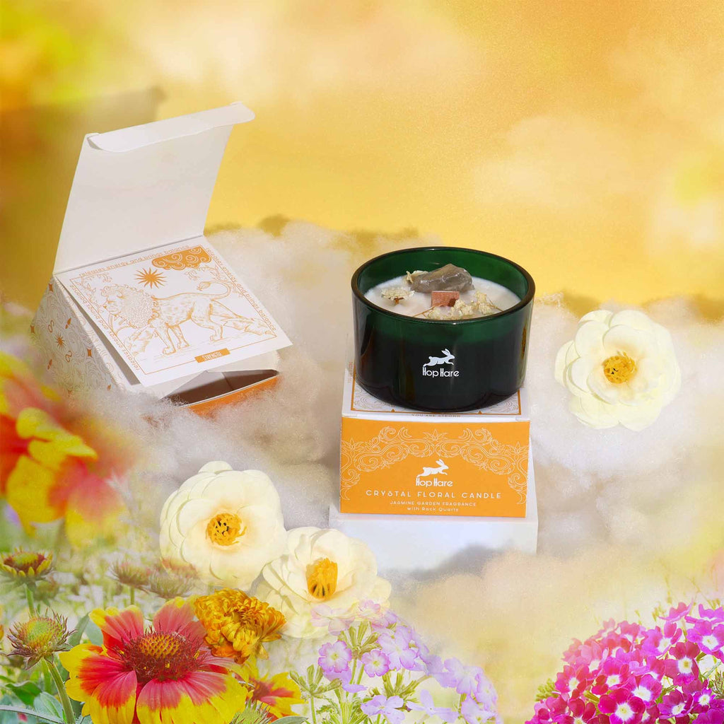 Hop Hare Crystal Magic Flower Candle - The Lion Candles