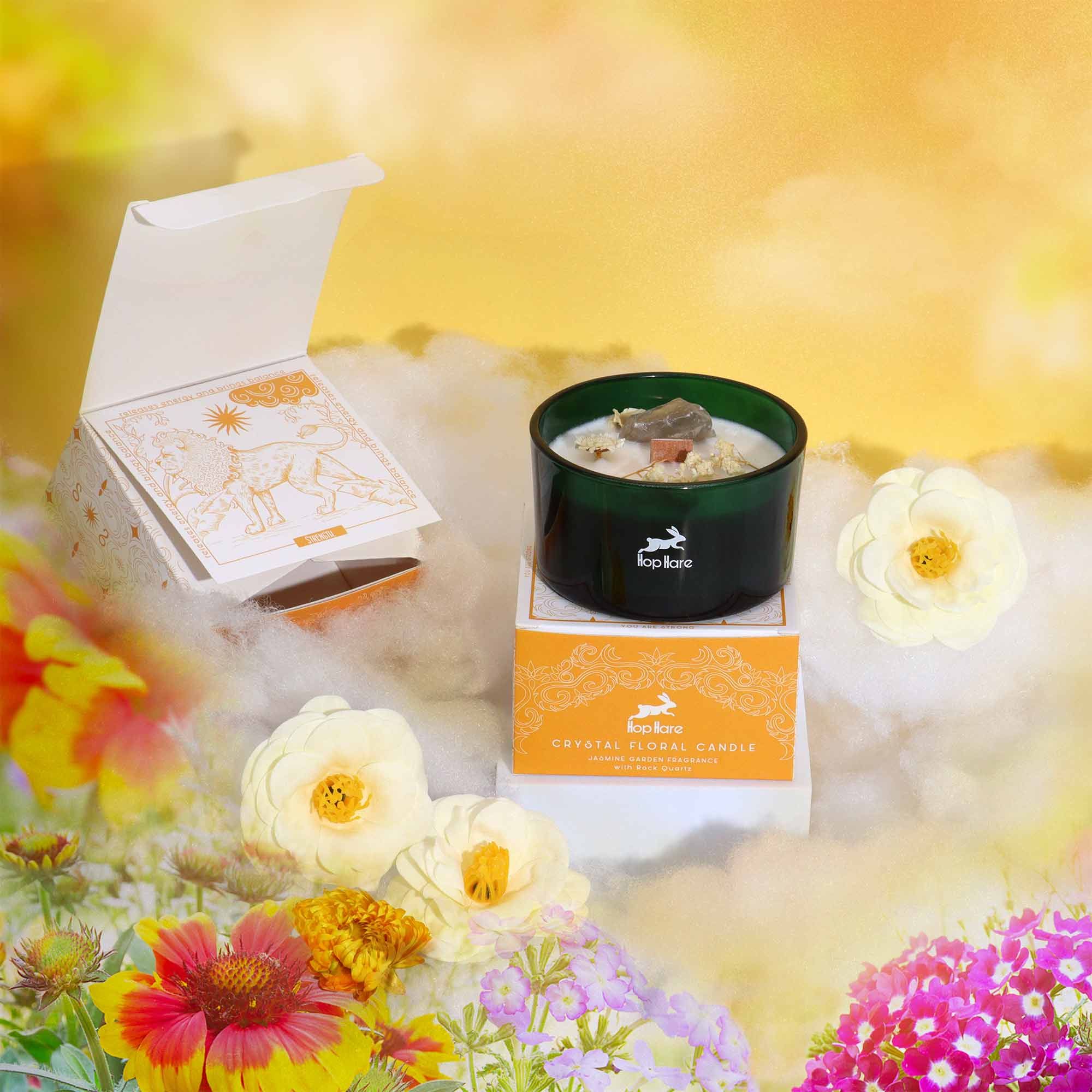Hop Hare Crystal Magic Flower Candle - The Lion Candles