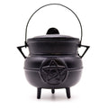 Huge Cast Iron Cauldron with Pentagon 21x15cm Ritual Bowls and Cauldrons