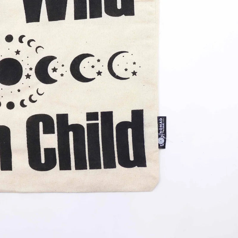 Iconic Basic Tote Bag - Stay Wild Moon Child - Natural 4oz Nomad Sari Bags – & Classic
