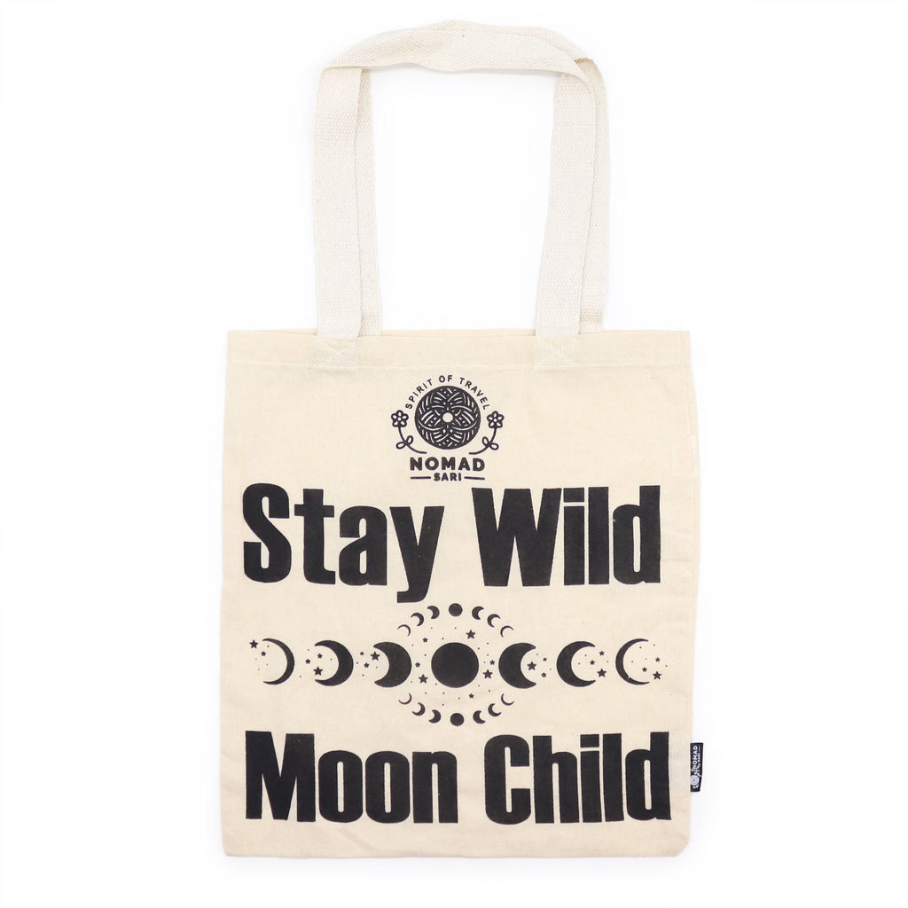Iconic Basic Tote Bag - Stay Wild Moon Child - Natural 4oz Nomad Sari Bags – & Classic