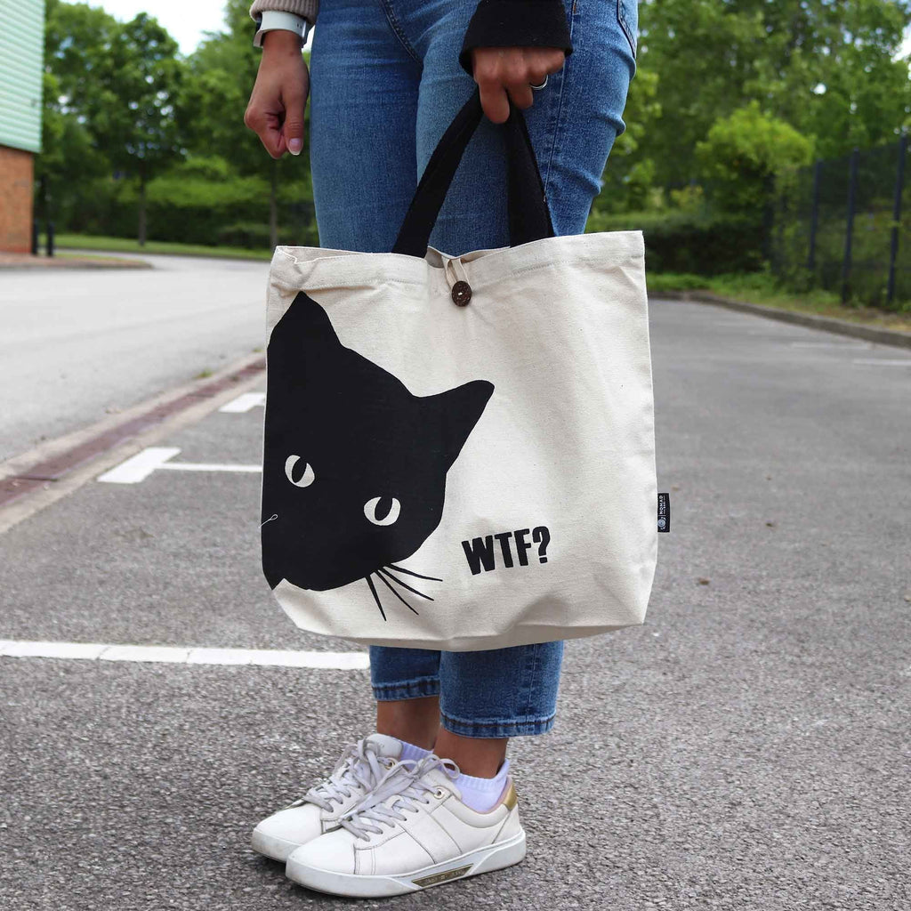Iconic Classic Tote Bag - Black Cat - Natural 10oz Nomad Sari Bags – Basic &
