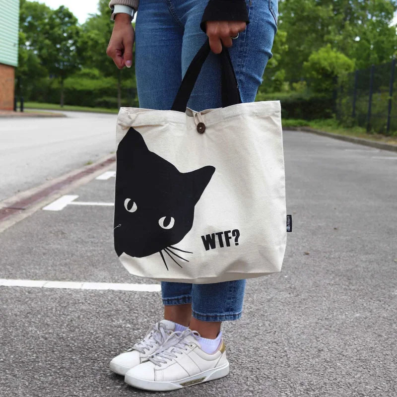 Iconic Classic Tote Bag - Black Cat - Natural 10oz Nomad Sari Bags – Basic &
