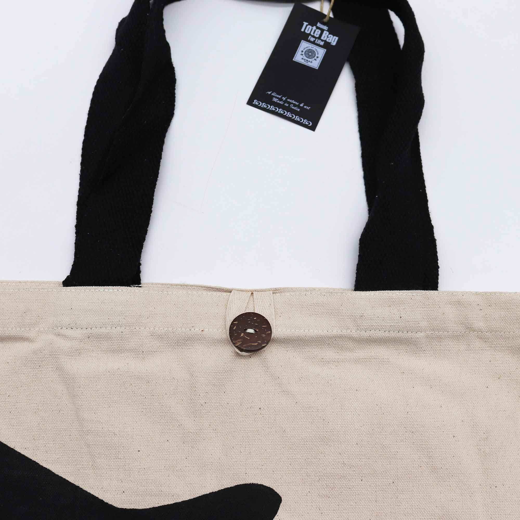 Iconic Classic Tote Bag - Black Cat - Natural 10oz Nomad Sari Bags – Basic &
