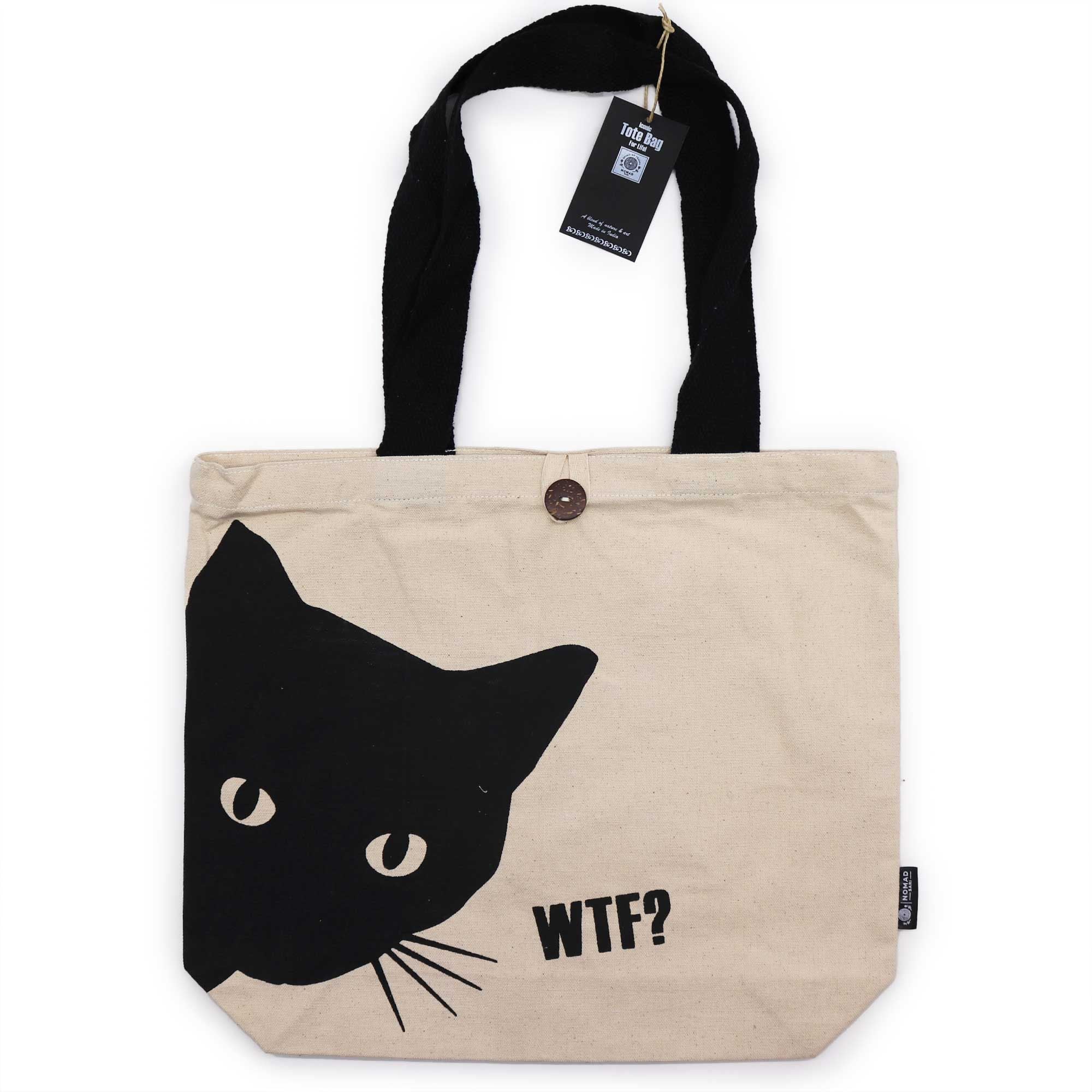 Iconic Classic Tote Bag - Black Cat - Natural 10oz Nomad Sari Bags – Basic &