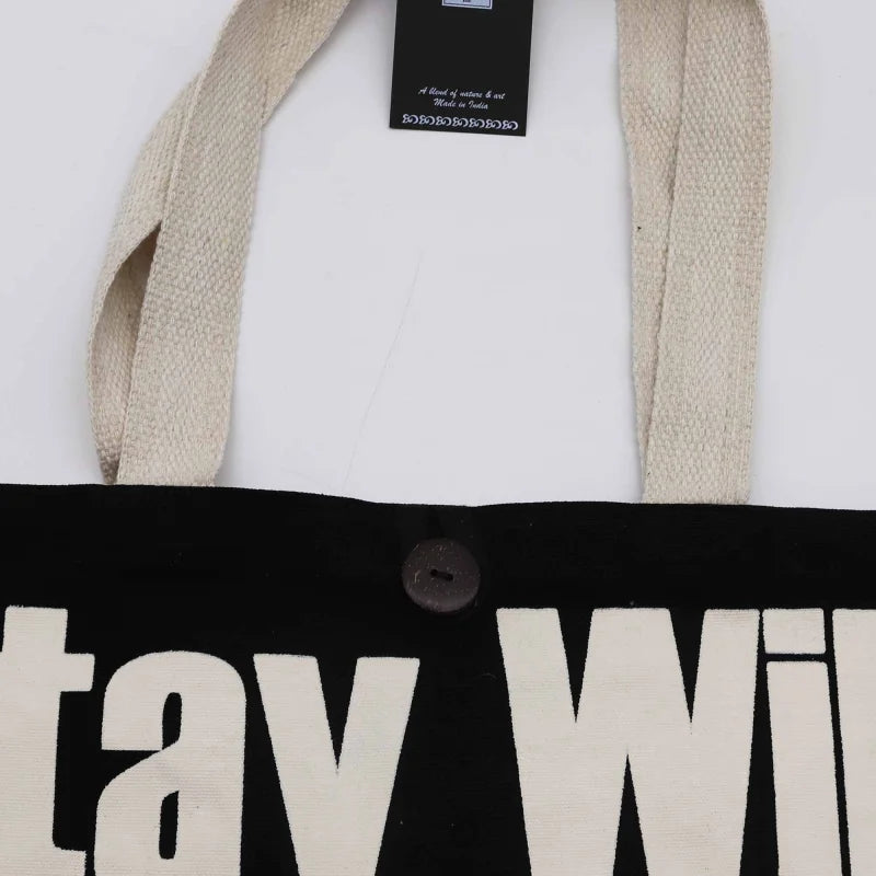 Iconic Classic Tote Bag - Stay Wild Mood Child - Black Natural 10oz Nomad Sari Bags – Basic &
