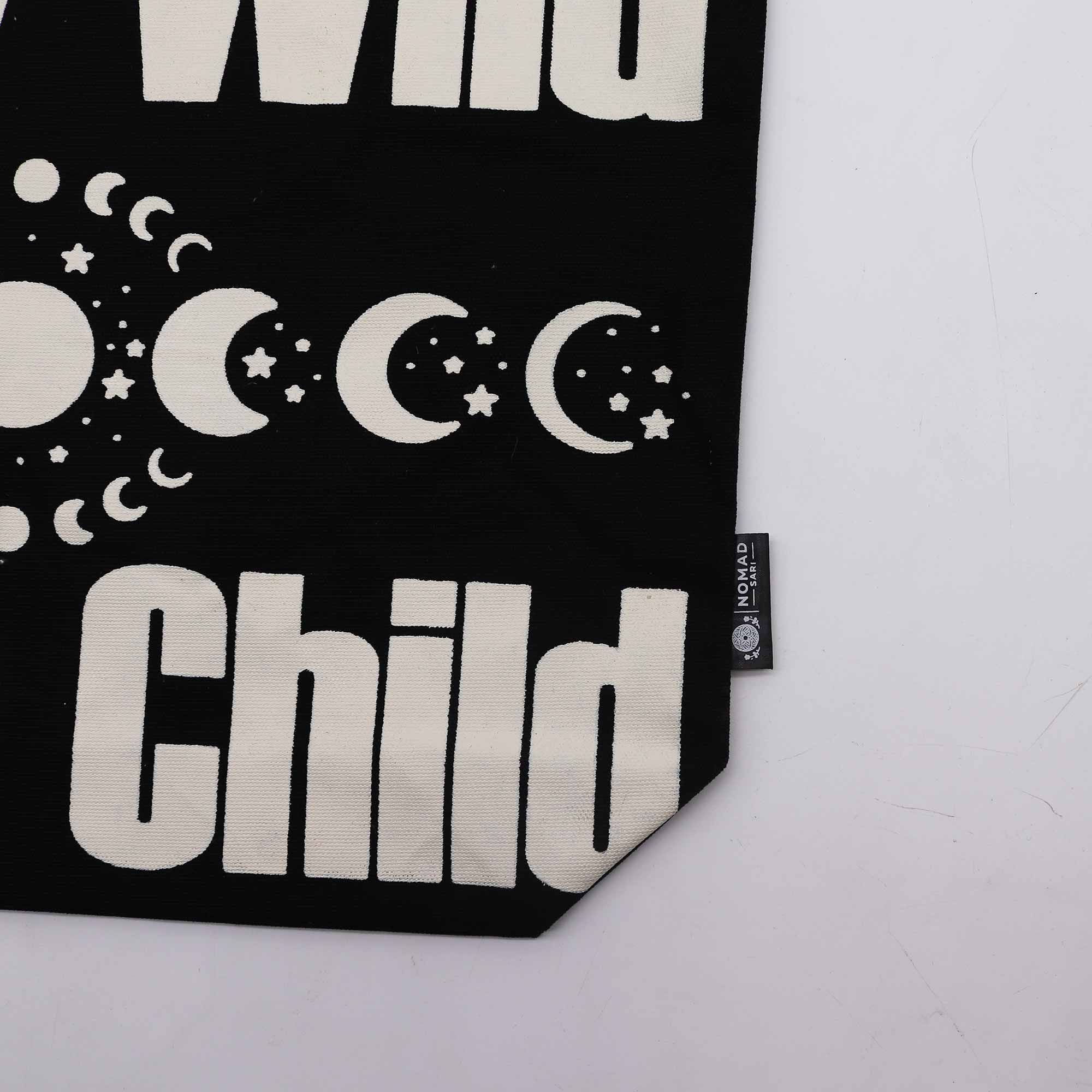 Iconic Classic Tote Bag - Stay Wild Mood Child - Black Natural 10oz Nomad Sari Bags – Basic &