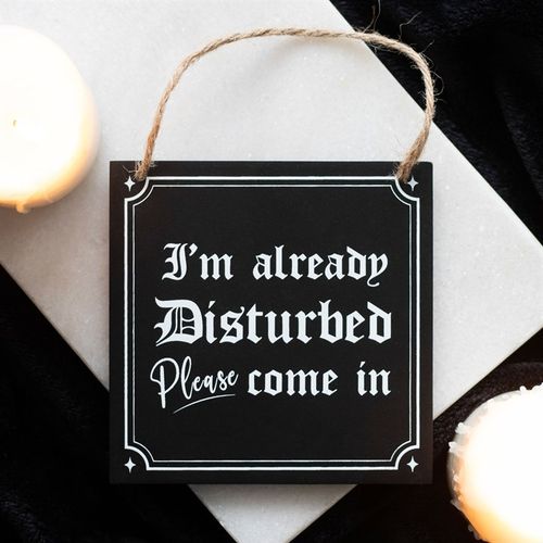 I'm Already Disturbed Hanging Sign From Witch, Please!
