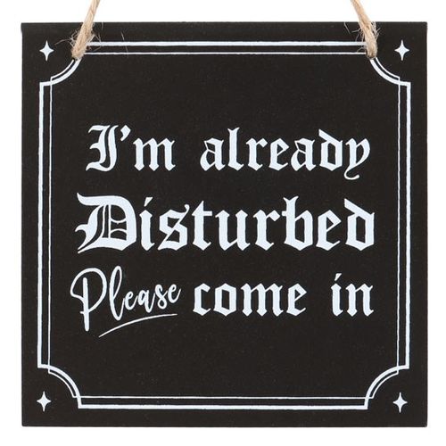 I'm Already Disturbed Hanging Sign From Witch, Please!