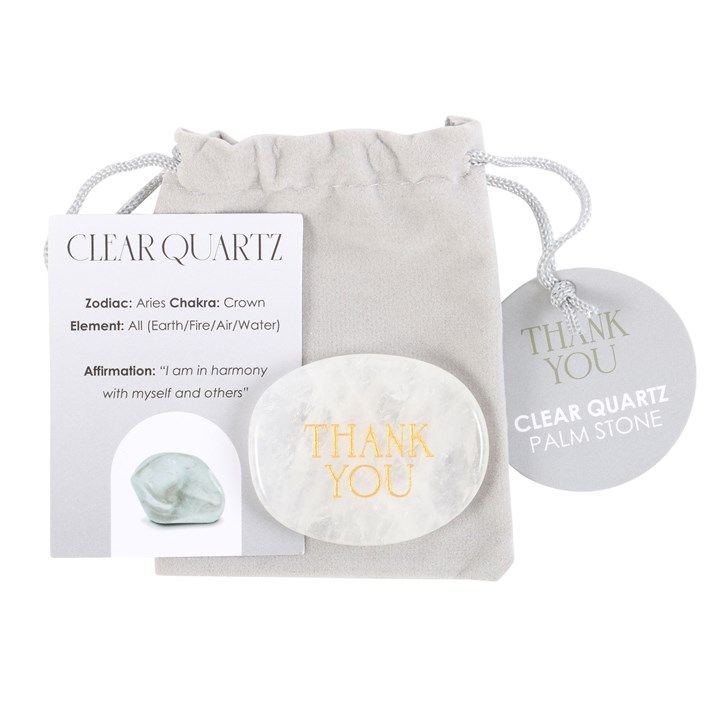 Thank You Clear Quartz Crystal Palm Stone From Witch, Please!
