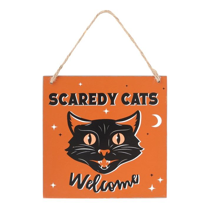 Scaredy Cats Welcome Hanging Sign From Witch, Please!