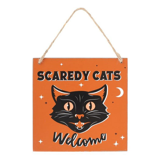 Scaredy Cats Welcome Hanging Sign From Witch, Please!