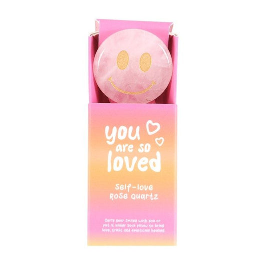 You Are Loved Rose Quartz Happy Face Crystal From Witch, Please!