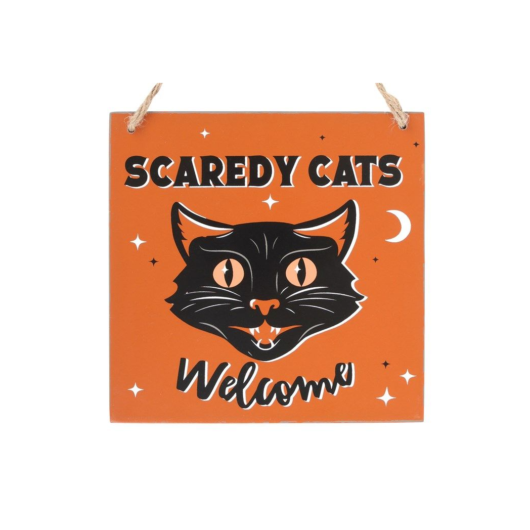 Scaredy Cats Welcome Hanging Sign From Witch, Please!