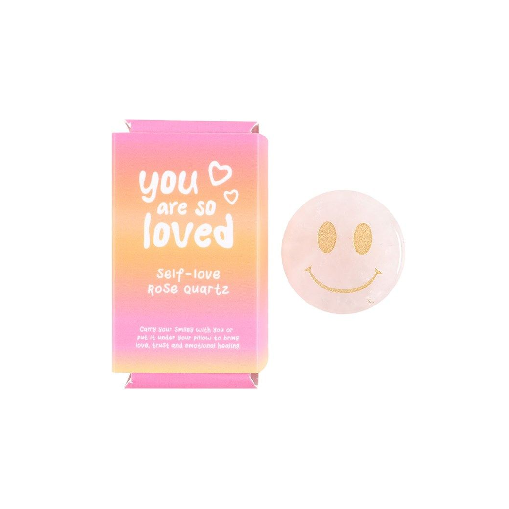 You Are Loved Rose Quartz Happy Face Crystal From Witch, Please!