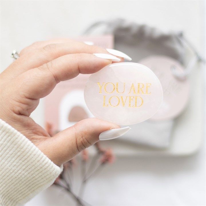You Are Loved Rose Quartz Crystal Palm Stone From Witch, Please!