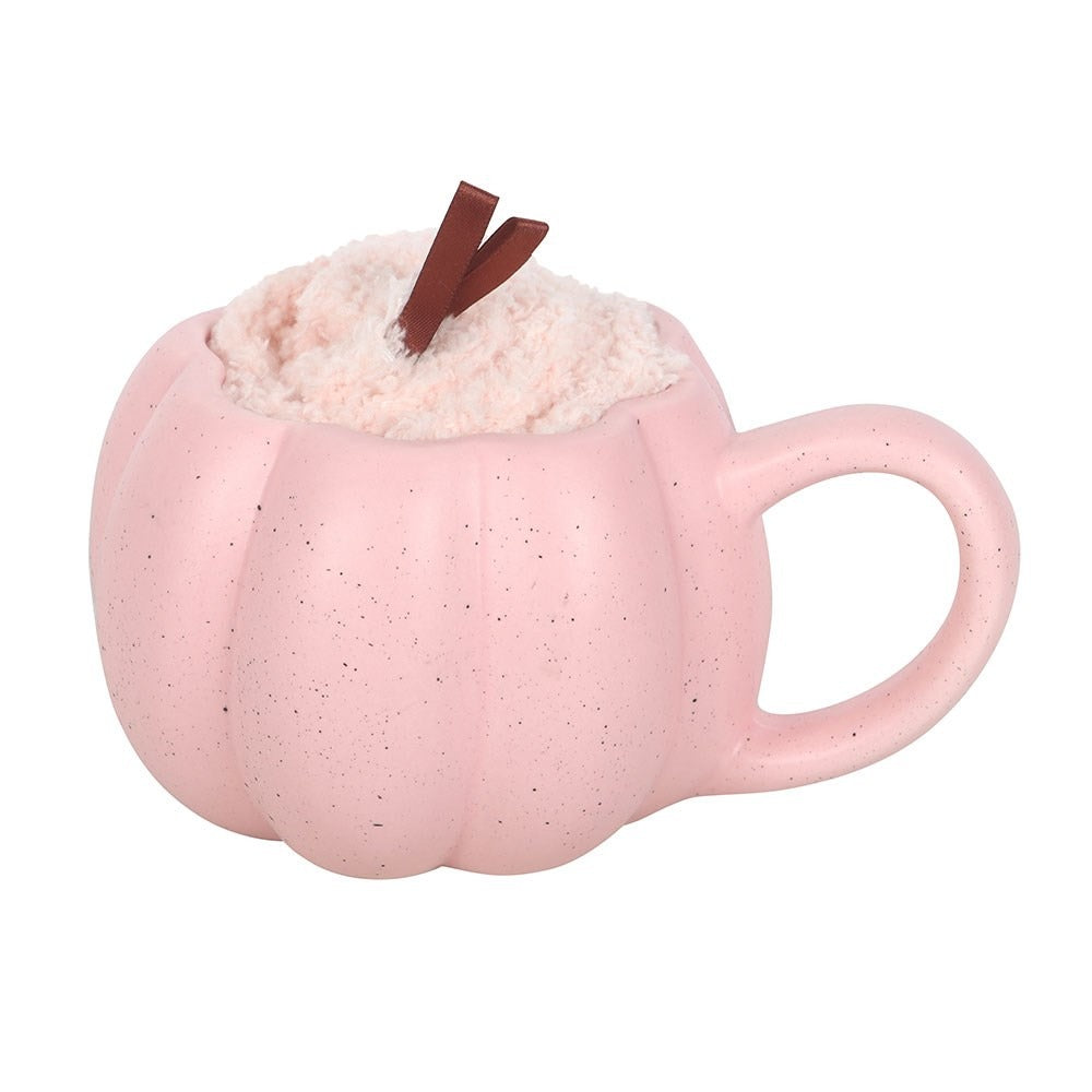 Pink Pumpkin Mug and Socks Set