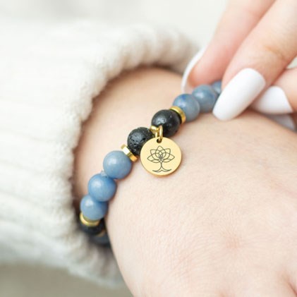Inner Peace Blue Lace Agate Crystal Essential Oil Bracelet From Witch, Please!