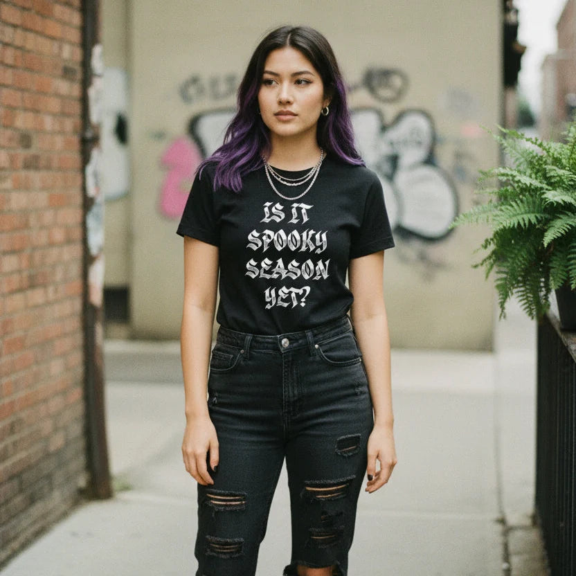 Is It Spooky Season Yet? Women’s Soft Ring Spun Cotton Graphic T-Shirt
