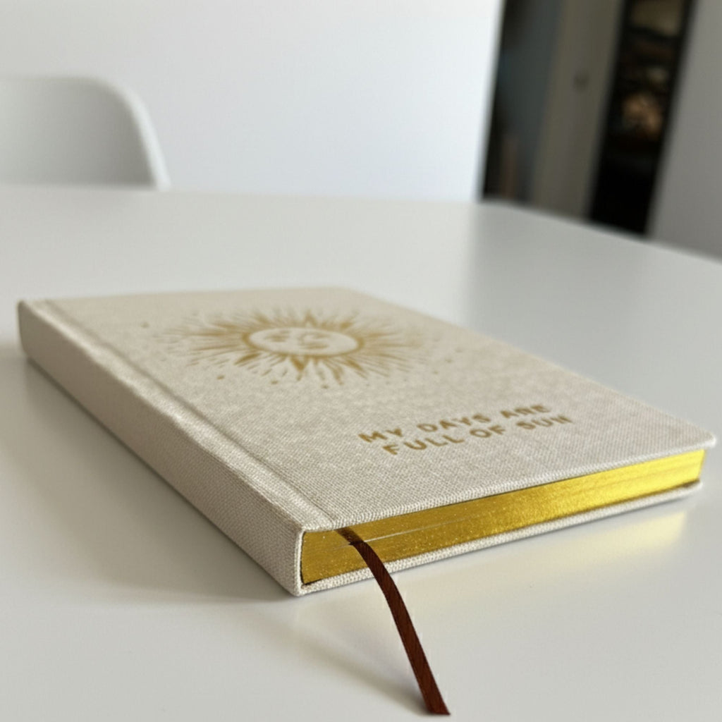 Ivory Gratitude Journal with Gold Lining - 120 pages - My Days are Full of Sun Wellness & Notebooks