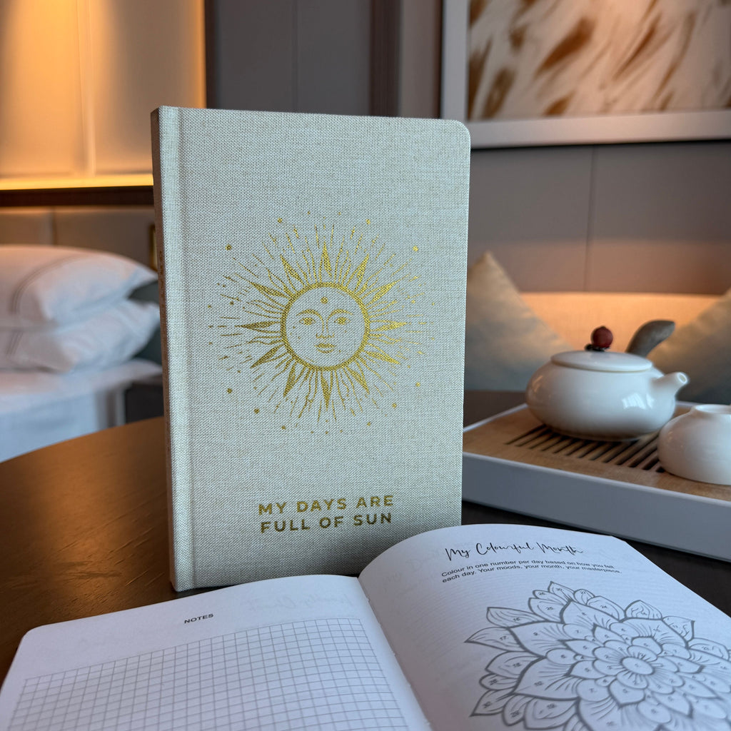 Ivory Gratitude Journal with Gold Lining - 120 pages - My Days are Full of Sun Wellness & Notebooks