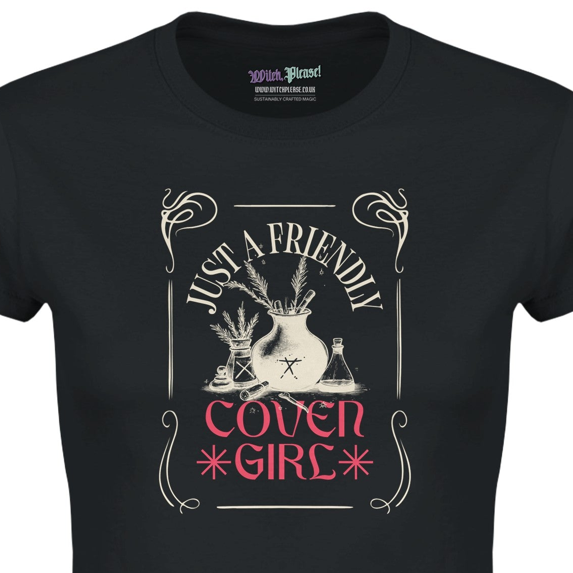 Just A Friendly Coven Girl Classic Womens Crewneck Black T-shirt