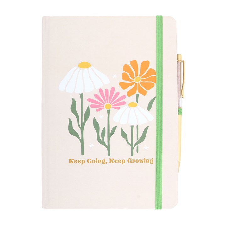 Keep Going Growing A5 Notebook with Rose Quartz Pen