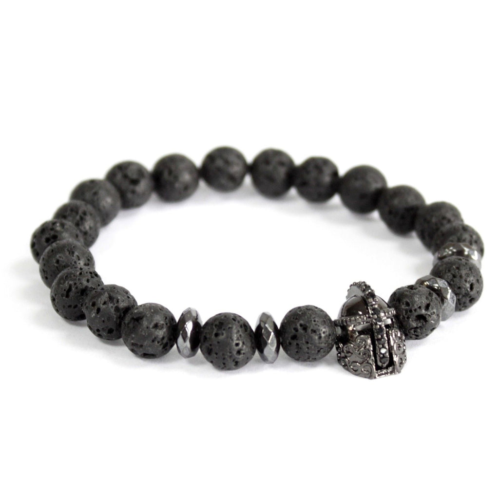 Knight’s Helmet / Lava Stone - Gemstone Bracelet Boho Bling Bracelets